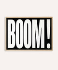 Modern typography wall art featuring bold BOOM design