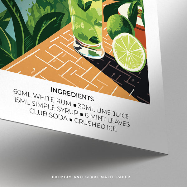unique Cocktail Print featuring a refreshing Mojito theme