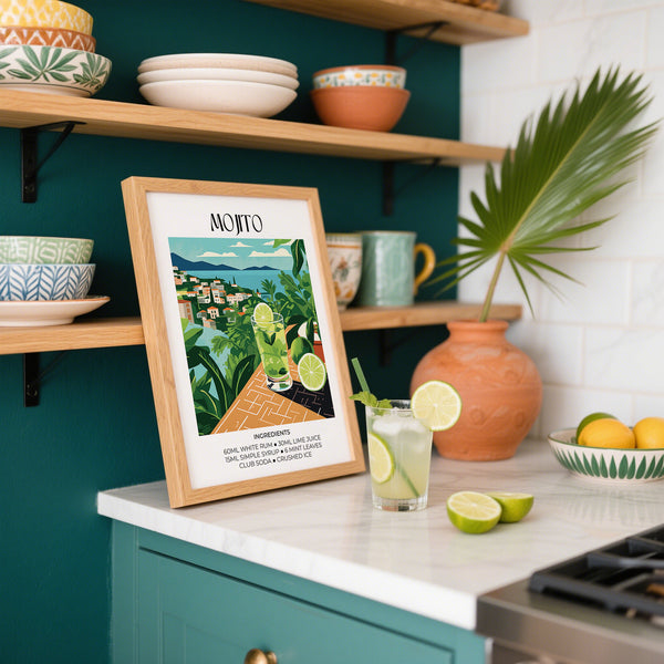 framed Cocktail Print for stylish home bar decor