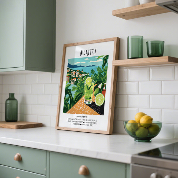 Kitchen Cocktail Print of Mojito Recipe