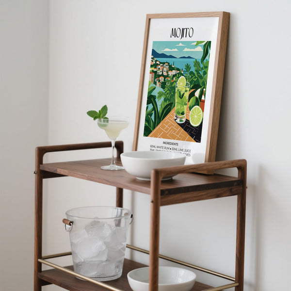 framed Cocktail Print for stylish home bar decor