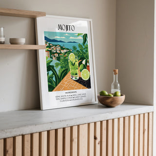 modern Cocktail Print with fresh green and mint tones