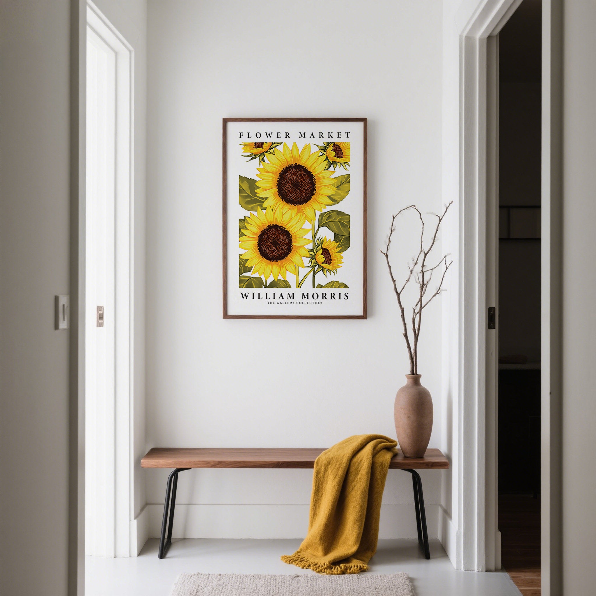 Sunflower Wall Art | William Morris Vintage Botanical Print