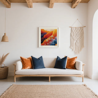 Vibrant art print square inspired by nature and mountain ranges