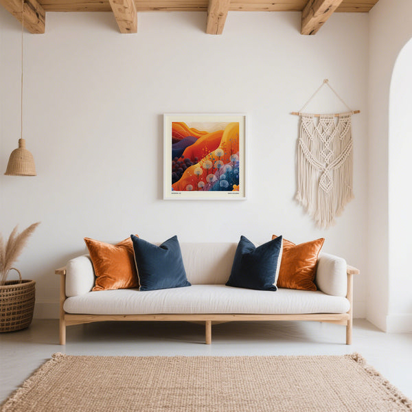 Vibrant art print square inspired by nature and mountain ranges