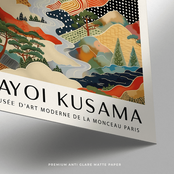 Japanese Mountain Landscape wall art inspired by Yayoi Kusama prints