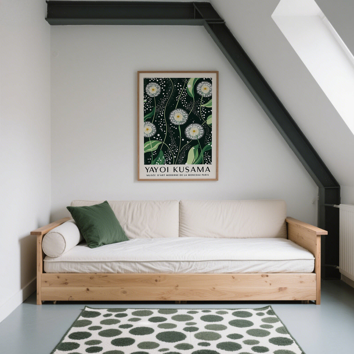 Bold and serene dark green wall art for minimalist living rooms