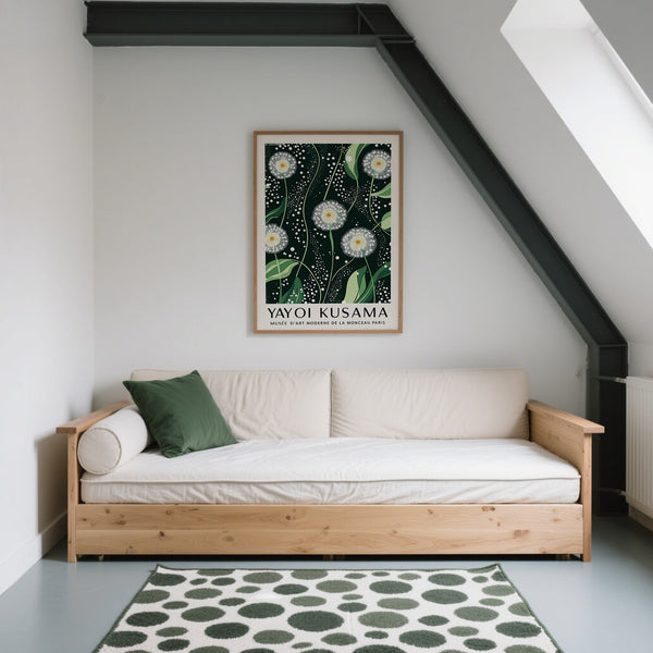 Bold and serene dark green wall art for minimalist living rooms