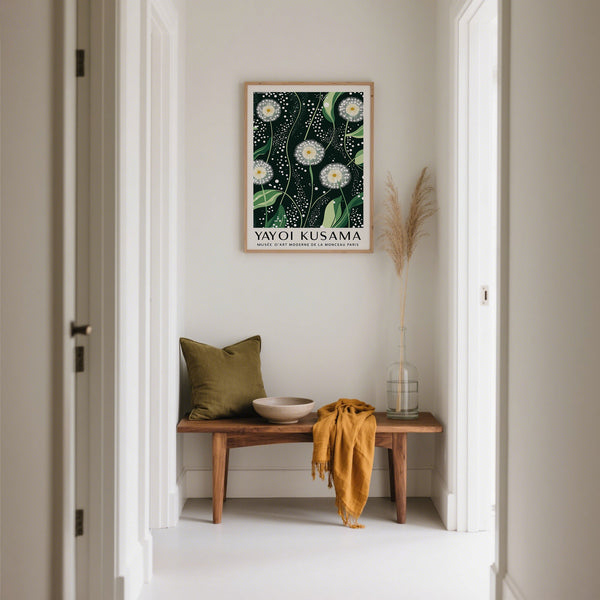 Calming yet vibrant dark green wall art for creative interiors