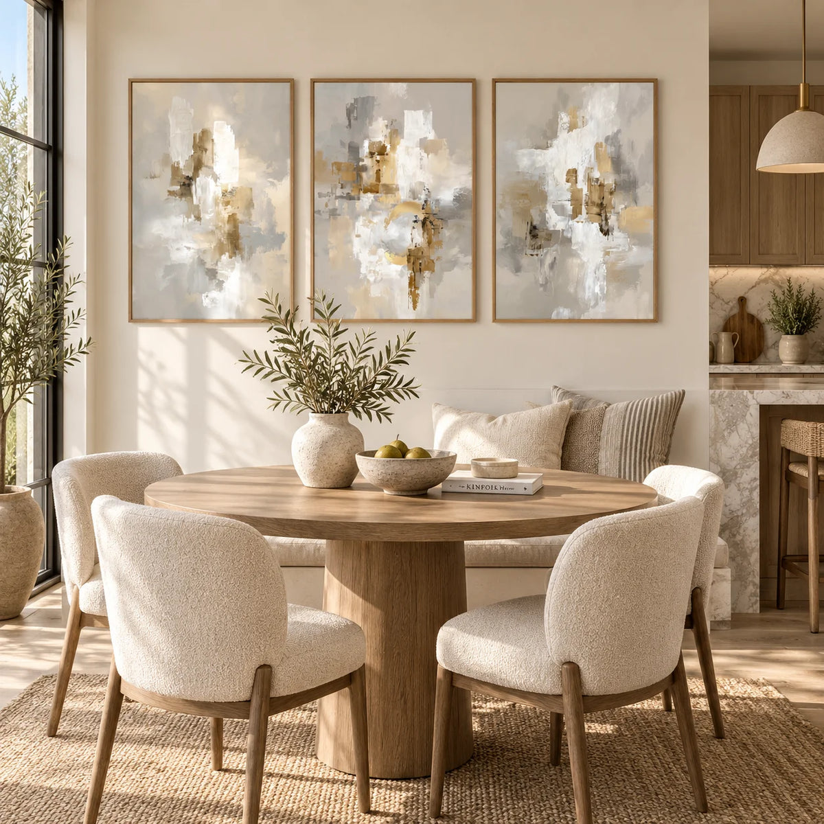 Neutral Dining Room Wall Art - Set of 3