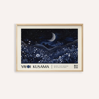 Night-art featuring a glowing crescent moon and floral details
