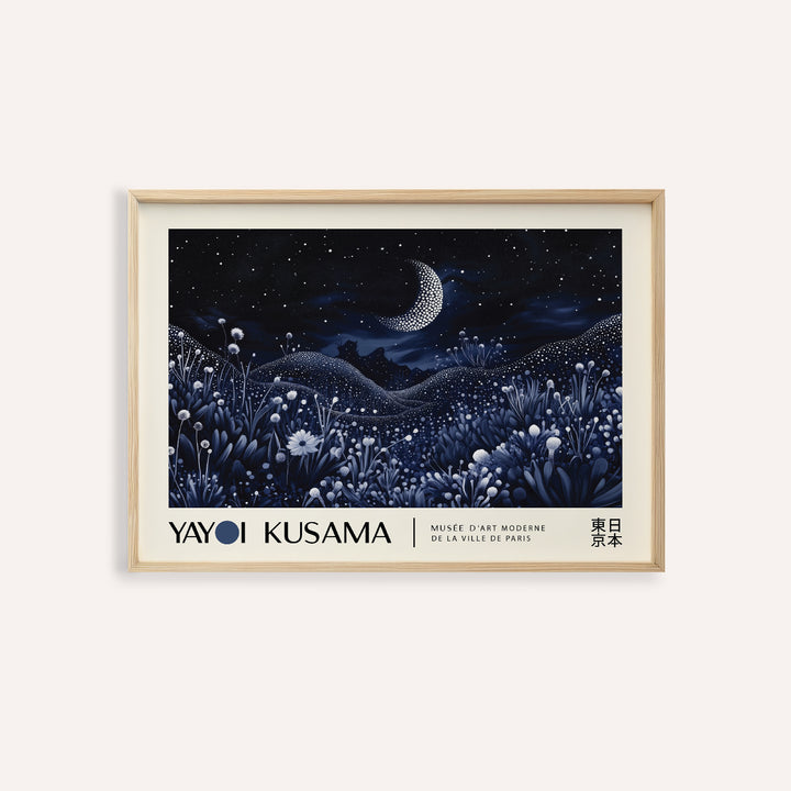 Night-art featuring a glowing crescent moon and floral details