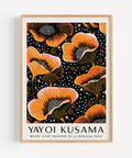 Yayoi Kusama-inspired orange floral wall art
