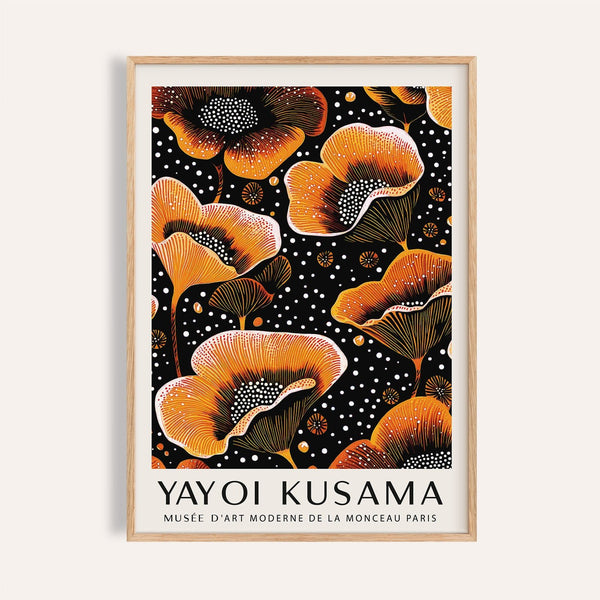 orange print featuring vibrant floral design