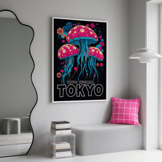 Large Wall Art for Kids Room of blue and pink jellyfish