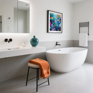 Artistic coral reef wall art inspired by Kusama’s dotted style