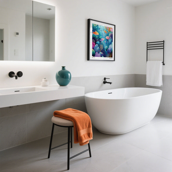 Artistic coral reef wall art inspired by Kusama’s dotted style