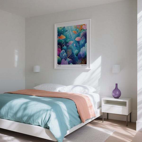 Captivating coral reef wall art print for stylish interiors