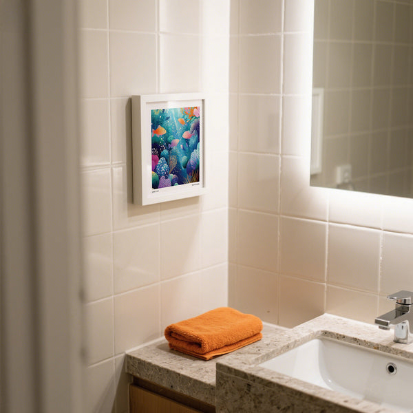 Framed coral reef wall art for contemporary home decor