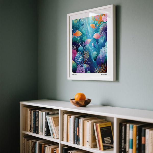 Contemporary coral reef wall art with flowing aquatic details