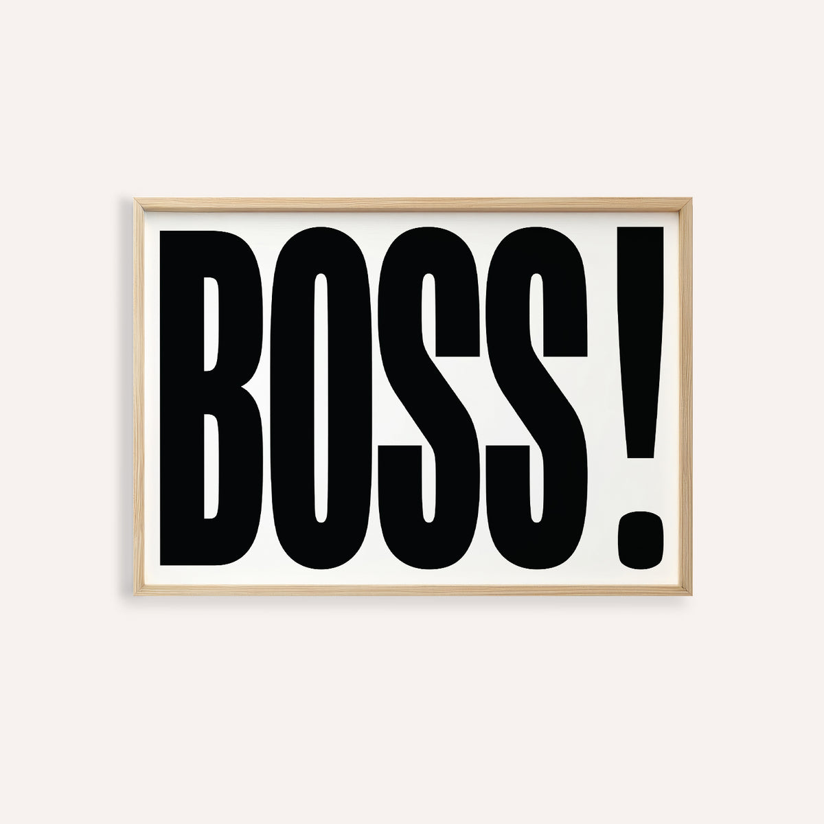 Office wall art featuring bold BOSS typography design