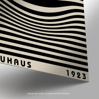Close up of bauhaus eye trippy wall art in matte paper