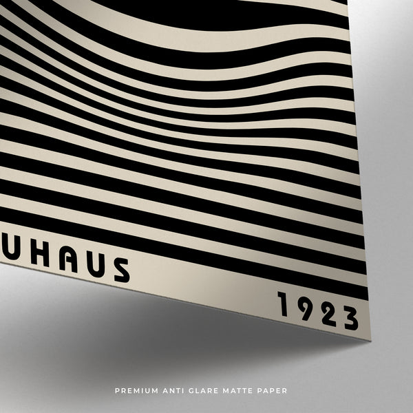 Close up of bauhaus eye trippy wall art in matte paper