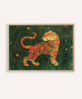 Oriental wall art featuring a golden tiger print.