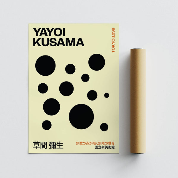 Yayoi Kusama minimalist polka dot artwork perfect for chic interiors