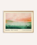 Pastel colored wall art with soft pink, green, and orange abstract layers