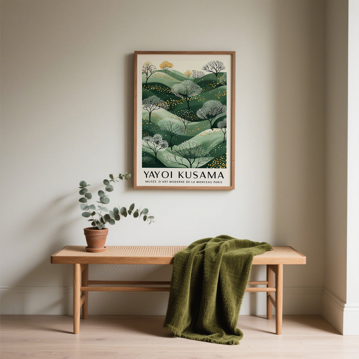 Minimalist green and gold wall art for modern decor styles