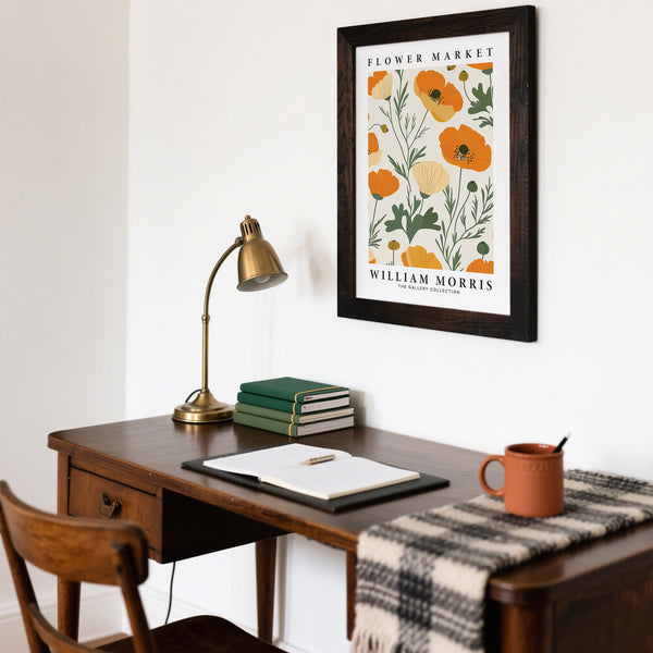 Classic wall art poppies featuring botanical design for traditional home decor