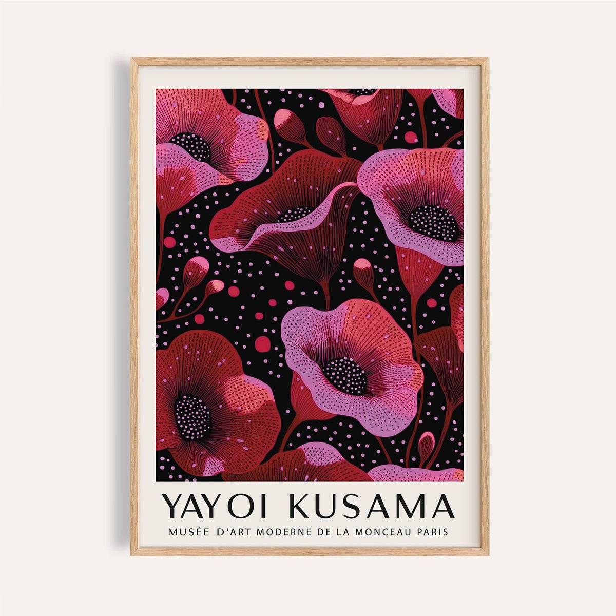 wall art in pink featuring bold floral design