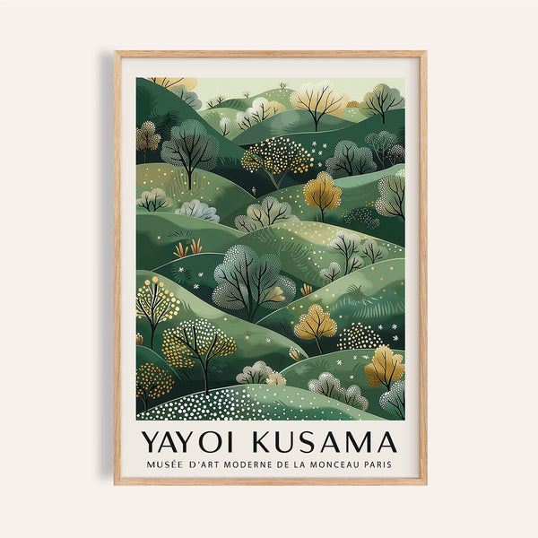 Yayoi Kusama Paintings golden rolling hills art print