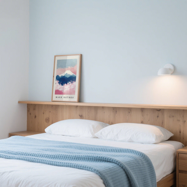 Modern minimalist Mount Fuji art ideal for tranquil bedroom decor