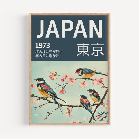 Colourful Birds Japanese Art Posters