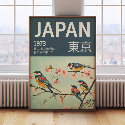 Colourful Birds Japanese Art Posters