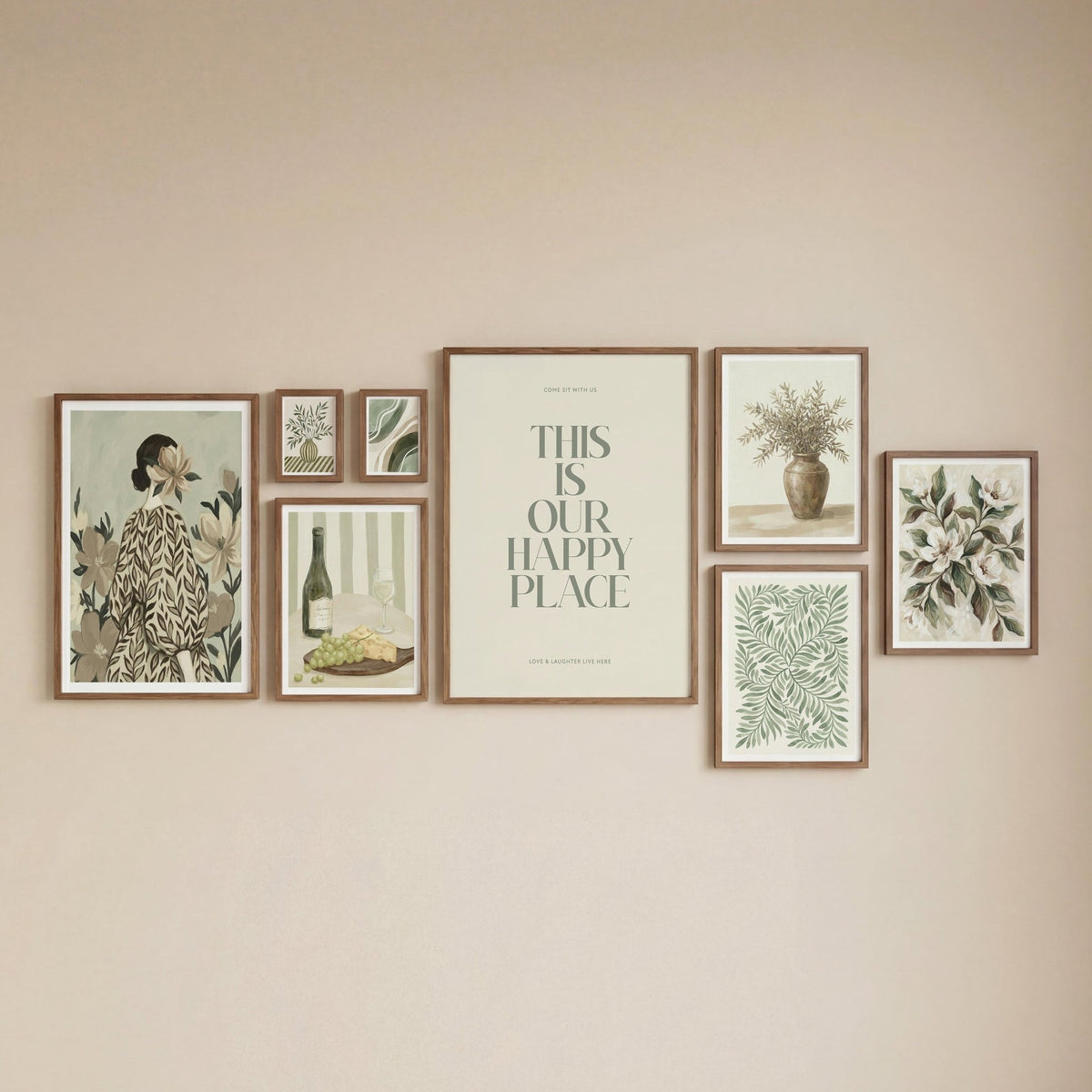 Dining Room Gallery Set in Green and beige colour