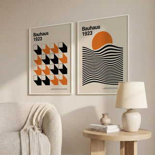 Geometric Set of Wall Art in orange