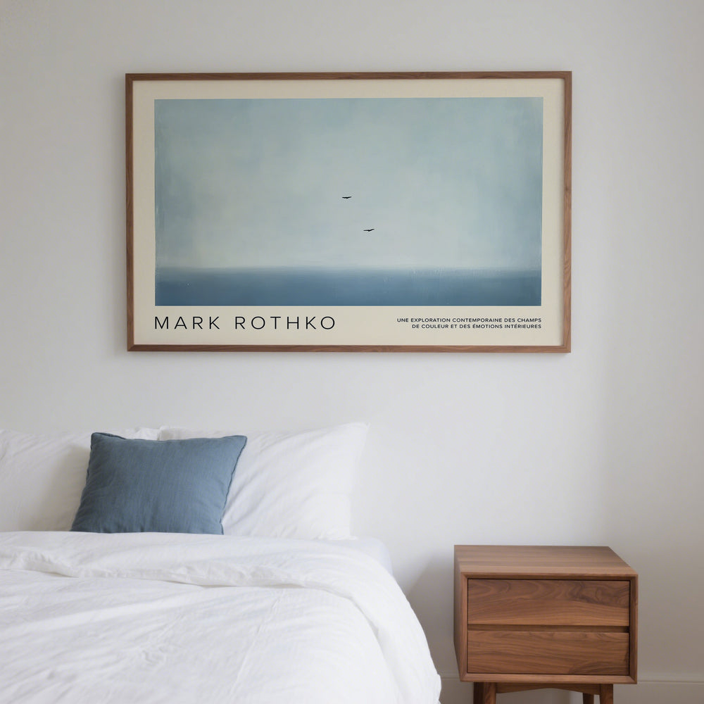 Minimalist wall art light blue with a serene composition
