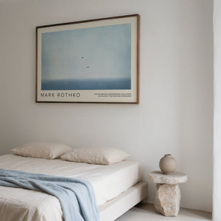 Wall Art Light Blue of Sky Above bed in bedroom
