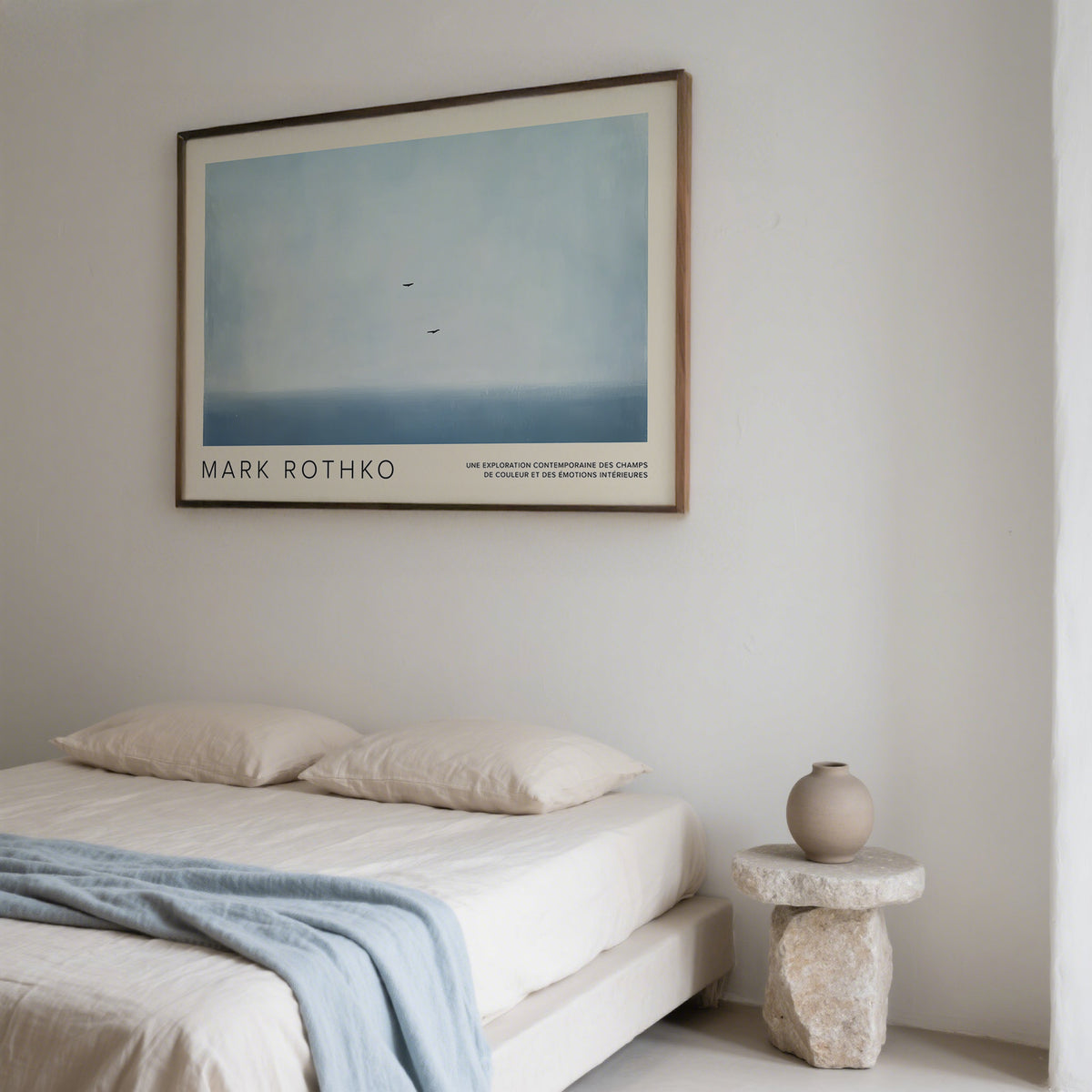 Wall Art Light Blue of Sky Above bed in bedroom
