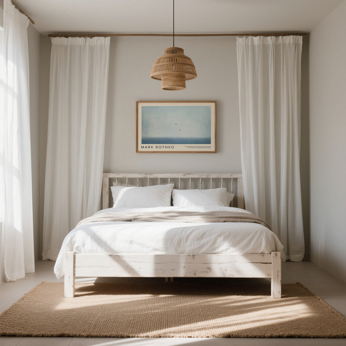 Boho Wall Art Light Blue for Bedroom Wall