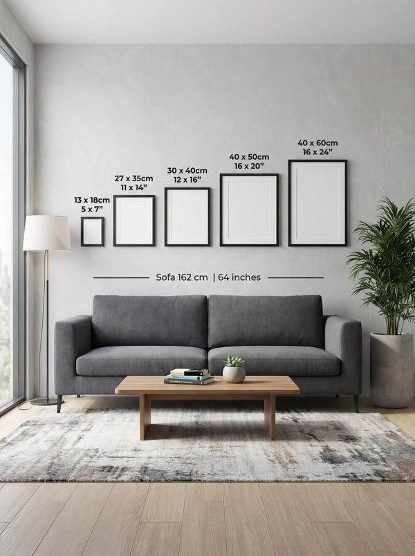 Small to Medium Size guidelines for Wall Art above a Two Seater Sofa