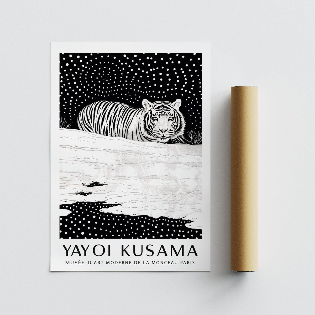 High-quality tiger wall art with intricate snow tiger details