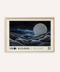 Space art wall print with a glowing moonlit landscape