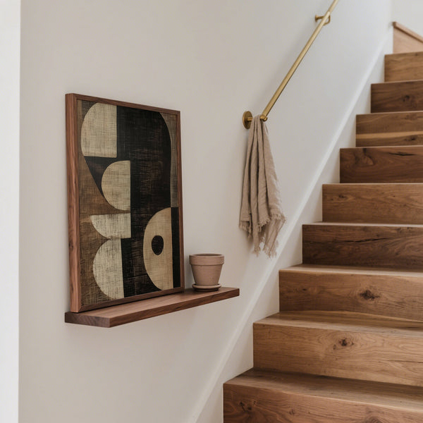 Wabi sabi art prints decor for hallway with organic geometric shapes