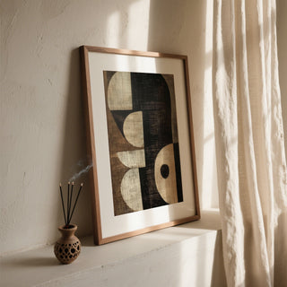 Focal wall piece in bold geometric wabi sabi art prints style