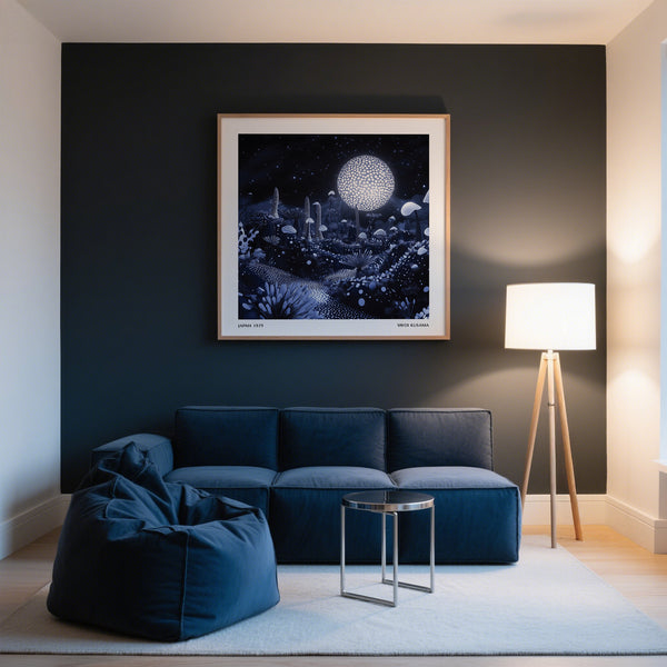 Statement wall art night sky with radiant moonlight