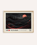Surreal red moon print inspired by Yayoi Kusama’s abstract style